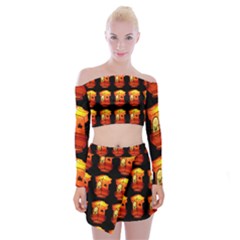 Paper Lantern Chinese Celebration Off Shoulder Top With Mini Skirt Set