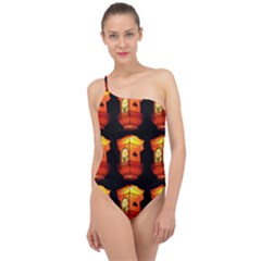 Paper Lantern Chinese Celebration Classic One Shoulder Swimsuit