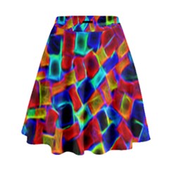 Neon Glow Glowing Light Design High Waist Skirt by HermanTelo