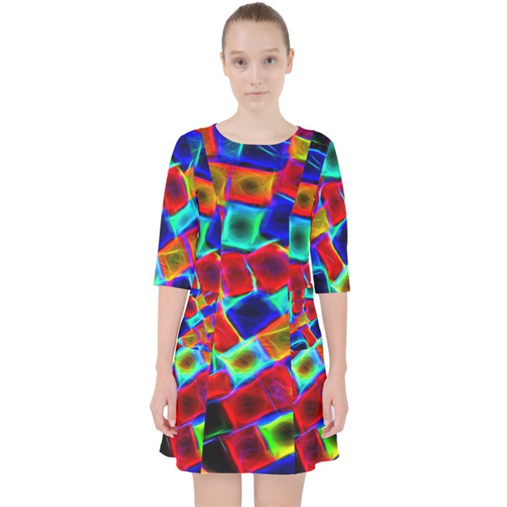 Neon Glow Glowing Light Design Pocket Dress