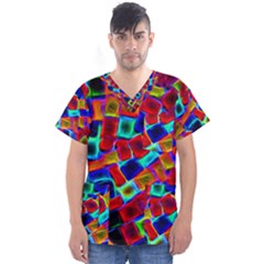 Neon Glow Glowing Light Design Men s V-neck Scrub Top