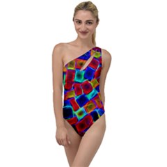 Neon Glow Glowing Light Design To One Side Swimsuit