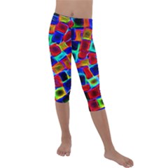 Neon Glow Glowing Light Design Kids  Lightweight Velour Capri Leggings 