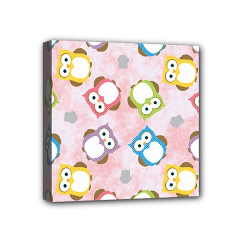 Owl Bird Cute Pattern Background Mini Canvas 4  X 4  (stretched)