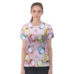 Owl Bird Cute Pattern Background Women s Sport Mesh Tee