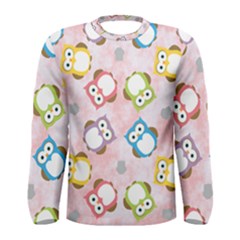 Owl Bird Cute Pattern Background Men s Long Sleeve Tee