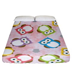 Owl Bird Cute Pattern Background Fitted Sheet (king Size) by HermanTelo