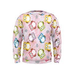 Owl Bird Cute Pattern Background Kids  Sweatshirt