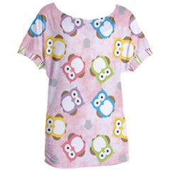 Owl Bird Cute Pattern Background Women s Oversized Tee