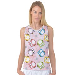 Owl Bird Cute Pattern Background Women s Basketball Tank Top by HermanTelo