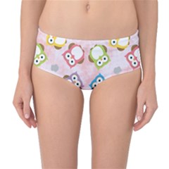 Owl Bird Cute Pattern Background Mid-waist Bikini Bottoms