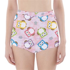 Owl Bird Cute Pattern Background High-waisted Bikini Bottoms