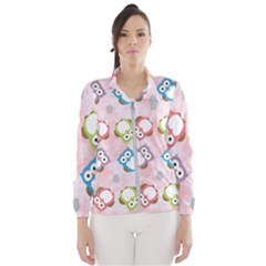 Owl Bird Cute Pattern Background Women s Windbreaker