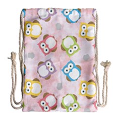 Owl Bird Cute Pattern Background Drawstring Bag (large)