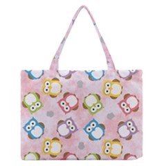 Owl Bird Cute Pattern Background Zipper Medium Tote Bag