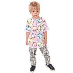 Owl Bird Cute Pattern Background Kids  Raglan Tee