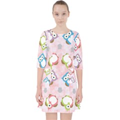 Owl Bird Cute Pattern Background Pocket Dress