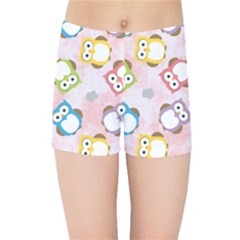 Owl Bird Cute Pattern Background Kids  Sports Shorts