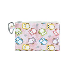 Owl Bird Cute Pattern Background Canvas Cosmetic Bag (small)