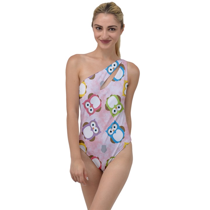 Owl Bird Cute Pattern Background To One Side Swimsuit