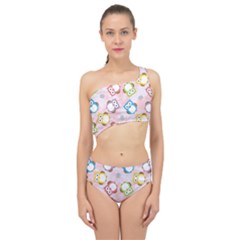 Owl Bird Cute Pattern Background Spliced Up Two Piece Swimsuit