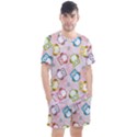 Owl Bird Cute Pattern Background Men s Mesh Tee and Shorts Set View1