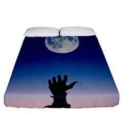 Moon Sky Blue Hand Arm Night Fitted Sheet (california King Size)