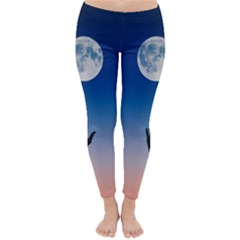 Moon Sky Blue Hand Arm Night Classic Winter Leggings by HermanTelo