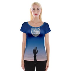 Moon Sky Blue Hand Arm Night Cap Sleeve Top