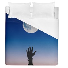 Moon Sky Blue Hand Arm Night Duvet Cover (queen Size) by HermanTelo