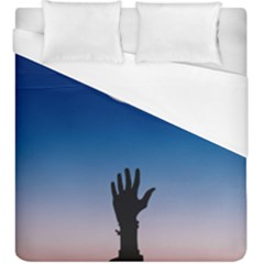 Moon Sky Blue Hand Arm Night Duvet Cover (king Size) by HermanTelo