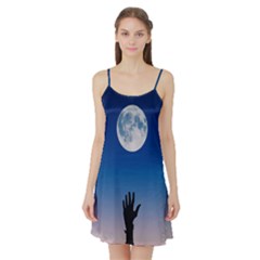 Moon Sky Blue Hand Arm Night Satin Night Slip by HermanTelo