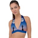 Moon Sky Blue Hand Arm Night Halter Plunge Bikini Top View1