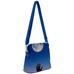 Moon Sky Blue Hand Arm Night Zipper Messenger Bag by HermanTelo