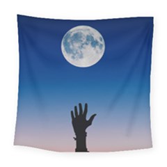 Moon Sky Blue Hand Arm Night Square Tapestry (large) by HermanTelo