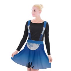 Moon Sky Blue Hand Arm Night Suspender Skater Skirt by HermanTelo