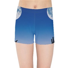 Moon Sky Blue Hand Arm Night Kids  Sports Shorts