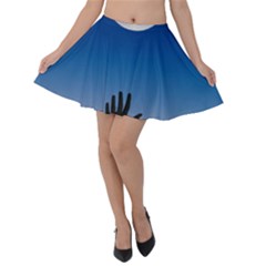 Moon Sky Blue Hand Arm Night Velvet Skater Skirt by HermanTelo