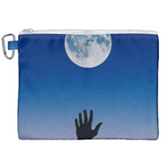 Moon Sky Blue Hand Arm Night Canvas Cosmetic Bag (xxl)