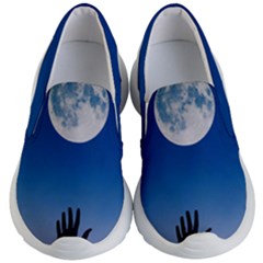 Moon Sky Blue Hand Arm Night Kids  Lightweight Slip Ons by HermanTelo