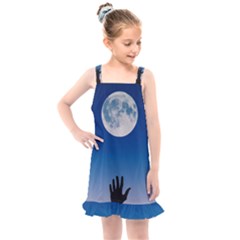 Moon Sky Blue Hand Arm Night Kids  Overall Dress