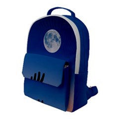 Moon Sky Blue Hand Arm Night Flap Pocket Backpack (large)