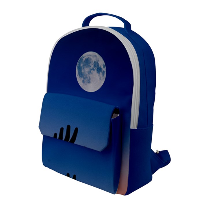 Moon Sky Blue Hand Arm Night Flap Pocket Backpack (Large)