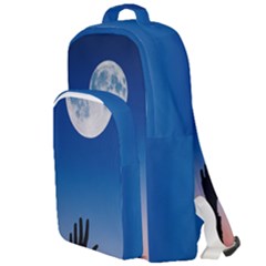 Moon Sky Blue Hand Arm Night Double Compartment Backpack by HermanTelo