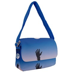 Moon Sky Blue Hand Arm Night Courier Bag by HermanTelo