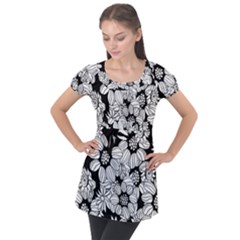 Mandala Calming Coloring Page Puff Sleeve Tunic Top