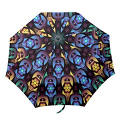 Pattern Background Bright Blue Folding Umbrellas