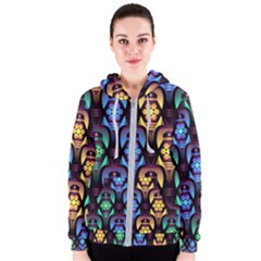 Pattern Background Bright Blue Women s Zipper Hoodie