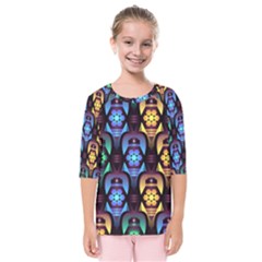 Pattern Background Bright Blue Kids  Quarter Sleeve Raglan Tee