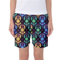 Pattern Background Bright Blue Women s Basketball Shorts by HermanTelo